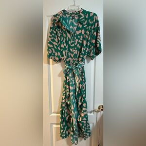 SHEIN Green and Pink Patterned Women's Dress